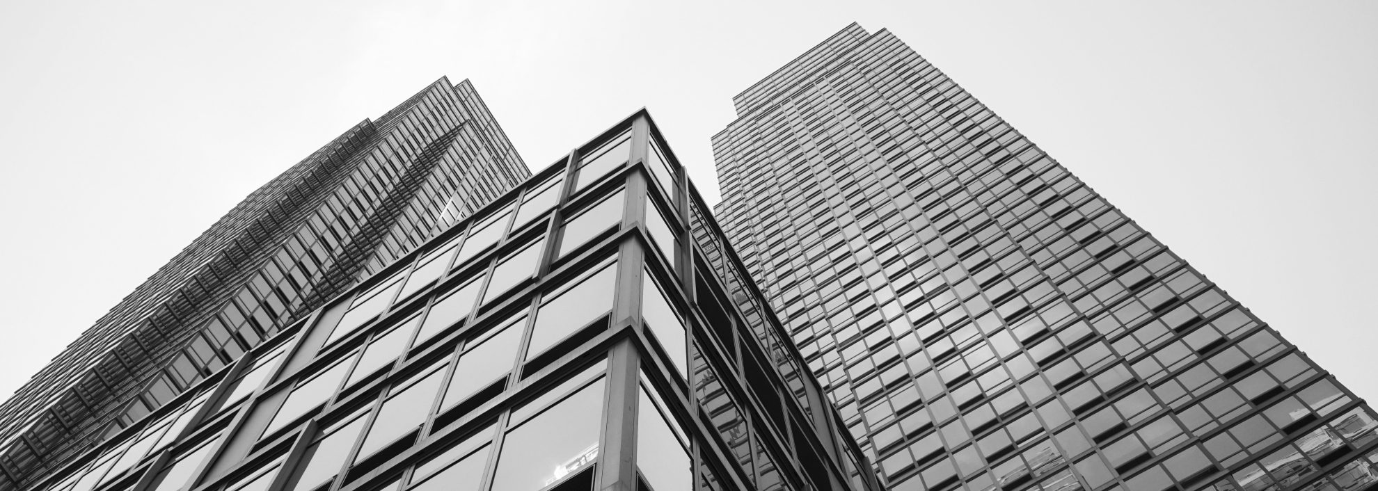 Low angle view on modern office building with glass windows